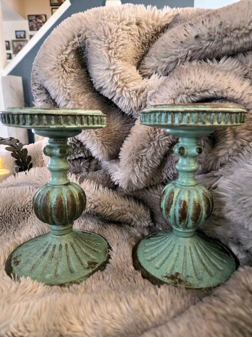 Pair of Green Decorative Candleholders NWT